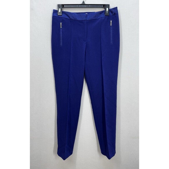 Chicos Manhattan Satin Trim Ankle Pants Sz 0 (4/Small) Carbon Blue Ultimate Fit - Picture 1 of 11